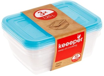 KEEEPER - 3x pojemnik na żywność - pudełko - Fredo Fresh - 3x 1,25 L