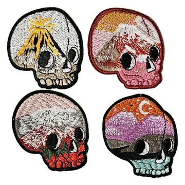 ТЕРМО ВЫШИВАННЫЕ НАШИВКИ НАБОР САМОКЛЕЙКИХ НАШИВОК ЧЕРЕП МИКС 10 ШТ.