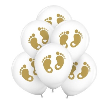 BALONY na Chrzest dwustronne ZŁOTE STÓPKI 30cm