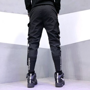 Hip Hop Men Ribbons Cargo Pants Fashion Harajuku 2