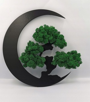 Дерево счастья, бонсай, мох, полумесяц + птицы