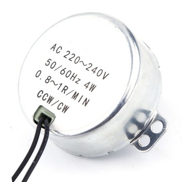 1 шт. синхронный двигатель 220-240 В переменного тока, мотор-редуктор 4 Вт по часовой/против часовой стрелки (0,8-1 об/мин)