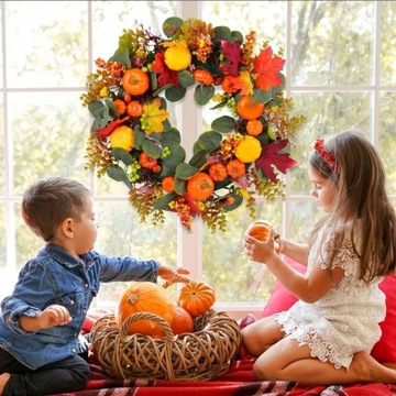 Декоративный осенний венок на дверном венке многоцветный головной убор тыквы