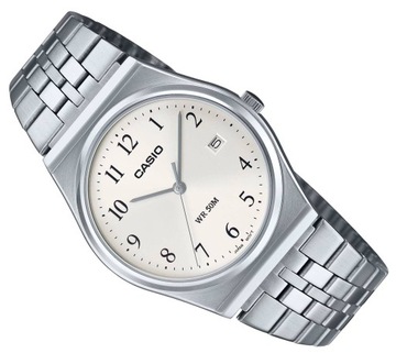 STALOWY WODOSZCZELNY KLASYCZNY ZEGAREK CASIO MTP-B145D -7BV SREBRNY