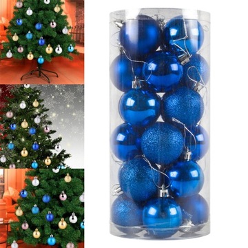 24 sztuki Świąteczne ozdoby w kształcie kulek Wiszące kulki DIY Nietłukące, niebieskie