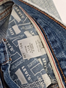 Vintage męskie jeansy skinny 511tm Levi's W31 L32