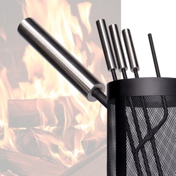 НАБОР КАМИННЫХ ИНСТРУМЕНТОВ 5 ШТ + ПОДСТАВКА МЕТАЛЛИЧЕСКАЯ КОРЗИНА МЕТАЛЛИЧЕСКАЯ