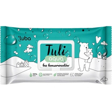 LUBA TULI AQUA 99% WODY BEZ KONSERWANTÓW NAWILŻANE CHUSTECZKI DLA DZIECI