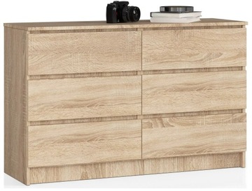 KOMODA K 120 cm 6 SZUFLAD DĄB SONOMA