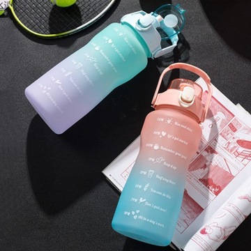 БУТЫЛКА ДЛЯ ВОДЫ БУТЫЛКА С МЕРНОЙ СОЛОМОЙ НАПОМИНАНИЕ FITNESS GYM 2L