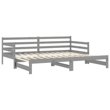 vidaXL Кровать с выдвижным ящиком, 2 x (90x200) см, серая, массив сосны