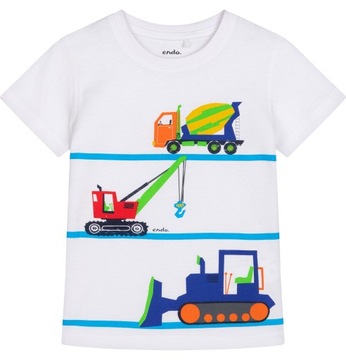 T-shirt chłopięcy Koszulka dziecięca Bawełna biały 116 na budowie Endo