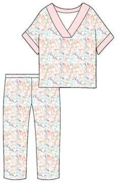 Piżama damska Cornette 815/278 Melissa r. XXL (44) biała marmurkowy wzór