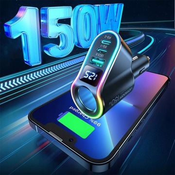 АВТОМОБИЛЬНОЕ ЗАРЯДНОЕ УСТРОЙСТВО USB QC 3.0 2x USB-C PD 150 Вт