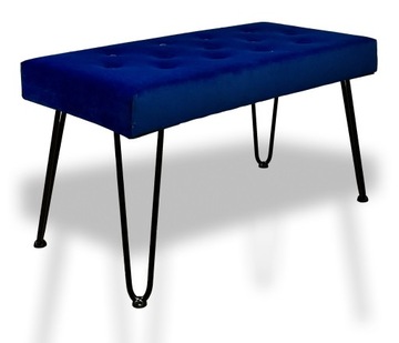 Ławka LOFT na metalowych nogach HAIRPIN pikowana KRYSZTAŁKI kolory 60