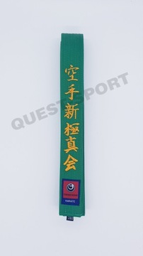 Pas shinkyokushin z haftem Zielony 220 cm