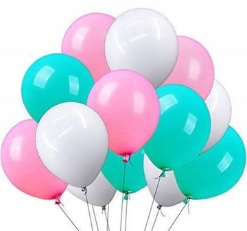 Balony pastelowe MIĘTOWE RÓŻOWE BIAŁE roczek urodziny dekoracja DUŻE 10szt