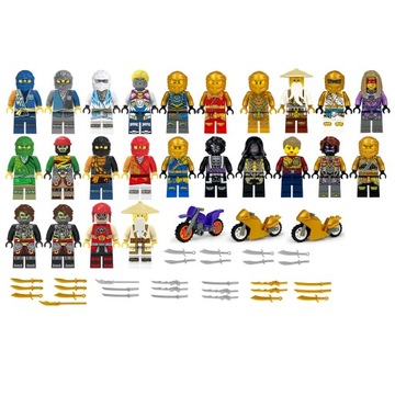 MINIFIGURKI NINJAGO 24 SZTUKI + BRONIE LEGO