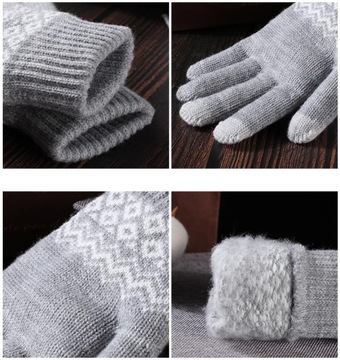 Осенне-зимние утолщенные теплые перчатки для женщин и мужчин с сенсорным экраном, вязаные шерстяные перчатки