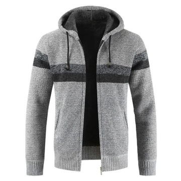 KURTKA MĘSKA Sweter zimowa gruba ciepła kardigan z kapturem bluza wełniany