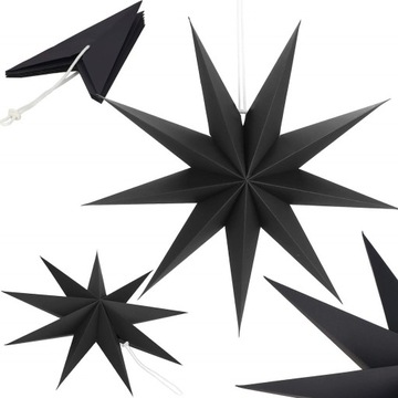 GWIAZDA PAPIEROWA GWIAZDKA ŚWIĄTECZNA CZARNA 60cm