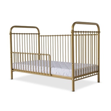 MONO Łóżeczko niemowlęce metalowe złote 70x140 2 w 1