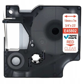 Taśma Specmark do DYMO D1 45802 19mm/7m przezro/czerwony