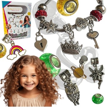CHARMS bransoletka dla dzieci ZESTAW KORALIKÓW do robienia bransoletek +