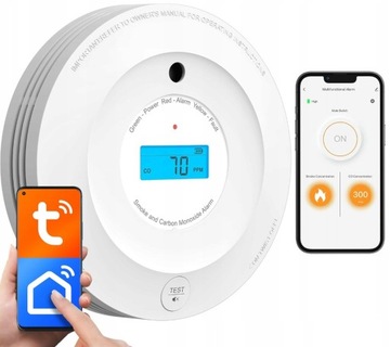 CZUJNIK ALARM CZADU DYMU TLENKU WĘGLA DETEKTOR AEGISLINK TUYA SMART WIFI
