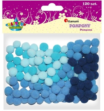 OZDOBNE POMPONY NIEBIESKIE DEKORACYJNE POMPONY MIX