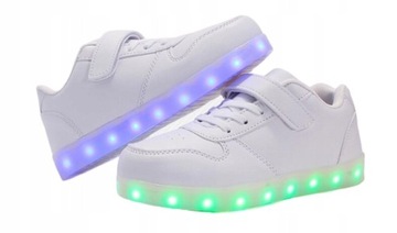 BUTY LED Z PODŚWIETLENIEM ŚWIECĄCE NA RZEP BIAŁE