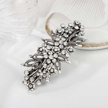 Заколка для волос с цветочным принтом. Повязка на голову в старинном стиле. Стильные заколки. Заколка для волос.