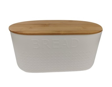 КОНТЕЙНЕР ДЛЯ ХЛЕБА С КРЫШКОЙ БАМБУКОВАЯ ДОСКА, СТАЛЬ, БЕЛЫЙ WZ03
