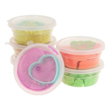 НАБОР КИНЕТИЧЕСКОГО ПЕСКА ИЗ 6 УПАКОВ + ФОРМЫ ДЛЯ ПИАСКОЛИНА