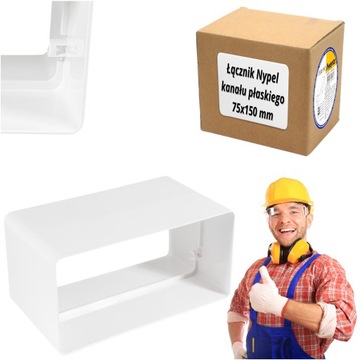 ŁĄCZNIK NYPEL KANAŁU PŁASKIEGO 75X150 mm BIAŁY ABS SYSTERM