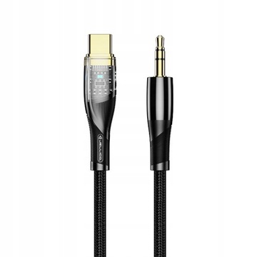 AUDIO KABEL AUX MINI JACK 3,5mm NA USB-C POZŁACANE WYTRZYMAŁE ZŁĄCZA 1,2M