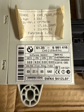 BMW E60 E61 2.0D JEDNOTKA MOTORU 03-07R 0281012754 7799855