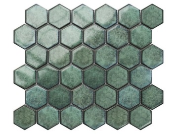 MOZAIKA CERAMICZNA HEKSAGON GREEN NORI ZIELONA