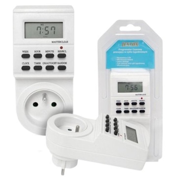 Cyfrowy programator czasowy Timer Włącznik LCD Lexton TS-EF1 Biały
