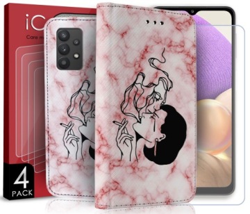 Pouzdro Pro Samsung Galaxy A32 5G Vzory Sklo x4