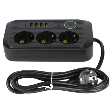 УДЛИНИТЕЛЬНАЯ лента 2м 3 розетки + 5x USB