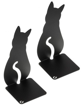 Czarna podpórka do książek Kotek kpl 2szt