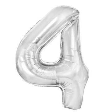 BALON FOLIOWY CYFRA 4 100cm SREBRNY HEL 42cale