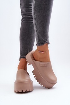 ТАПОЧКИ ЖЕНСКИЕ НА МАССИВНОЙ ПОДОШВЕ, МОДНЫЕ BIG STAR NN274016, БЕЖЕВЫЙ 39