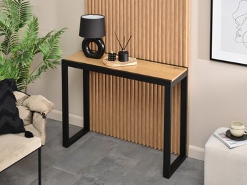 МОДНАЯ КОНСОЛЬ ДЛЯ ПРИХОЖЕЙ IBEN 100 ДУБОВАЯ ПОВЕРХНОСТЬ НА ПОЛОЖИЯХ, ЧЕРНЫЙ ЛОФТ