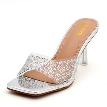 ELEGANCKIE KLAPKI NA SZPILCE 8cm DAMSKIE AS4507