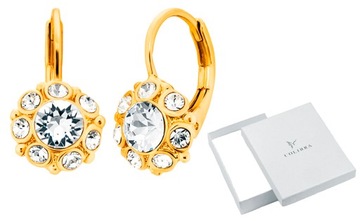 KOLCZYKI ZŁOTE Z KRYSZTAŁAMI SWAROVSKI KWIATKI