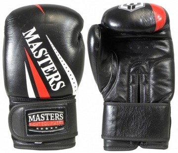 masters RĘKAWICE BOKS MUAY THAI KICKBOXING SKÓRA rbt-spar CZARNE 16 OZ