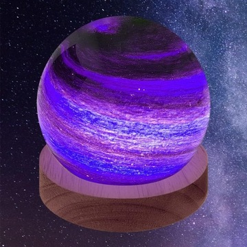 СТЕКЛЯННАЯ НАСТОЛЬНАЯ СВЕТОДИОДНАЯ ЛАМПА ART PLANET С АБАРАЖОМ 16 ЦВЕТОВ 3ВТ