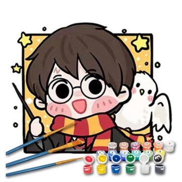 OBRAZ MALOWANIE PO NUMERACH DLA DZIECI 4-14 LAT 20X20CM Z RAMĄ HARRY POTTER